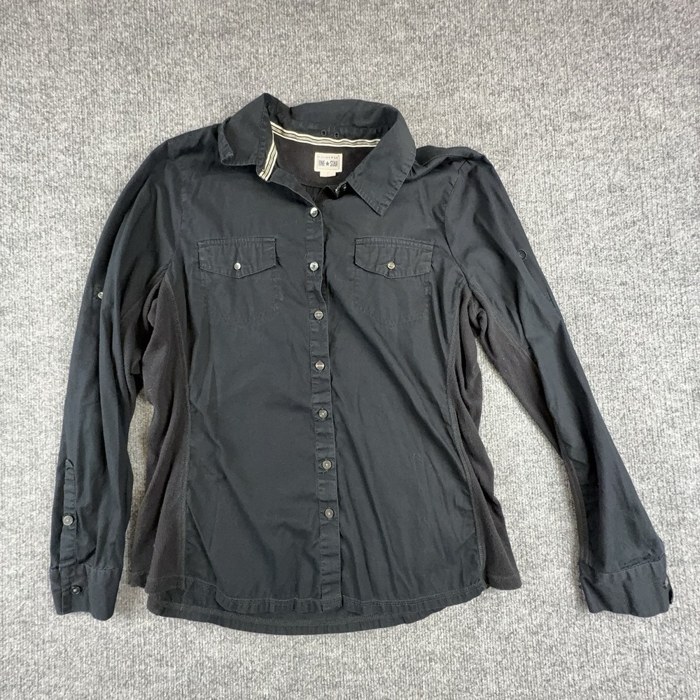 Converse One Star Shirt Mens XL Black Long Sleeve Button Up Stretch Casual